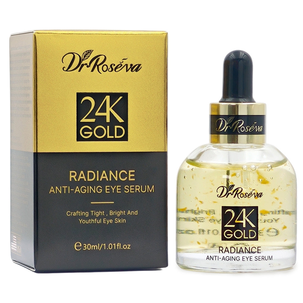 DR.ROSEVA 24k Gold Eye Serum Organic Anti-Aging Eye Serum Hyaluronic Acid Peptide Collagen For Face Elasticity Anti-Wrinkle